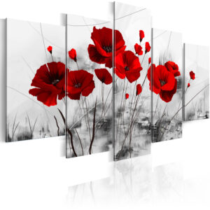 Schilderij - klaprozen - rood  wonder