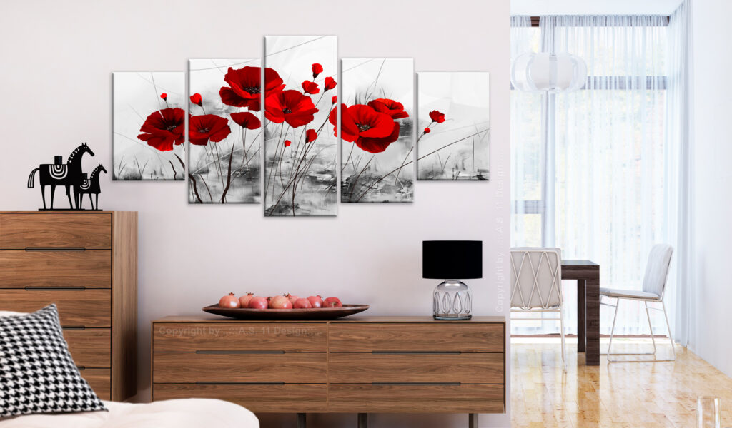 Schilderij - klaprozen - rood  wonder - Afbeelding 2