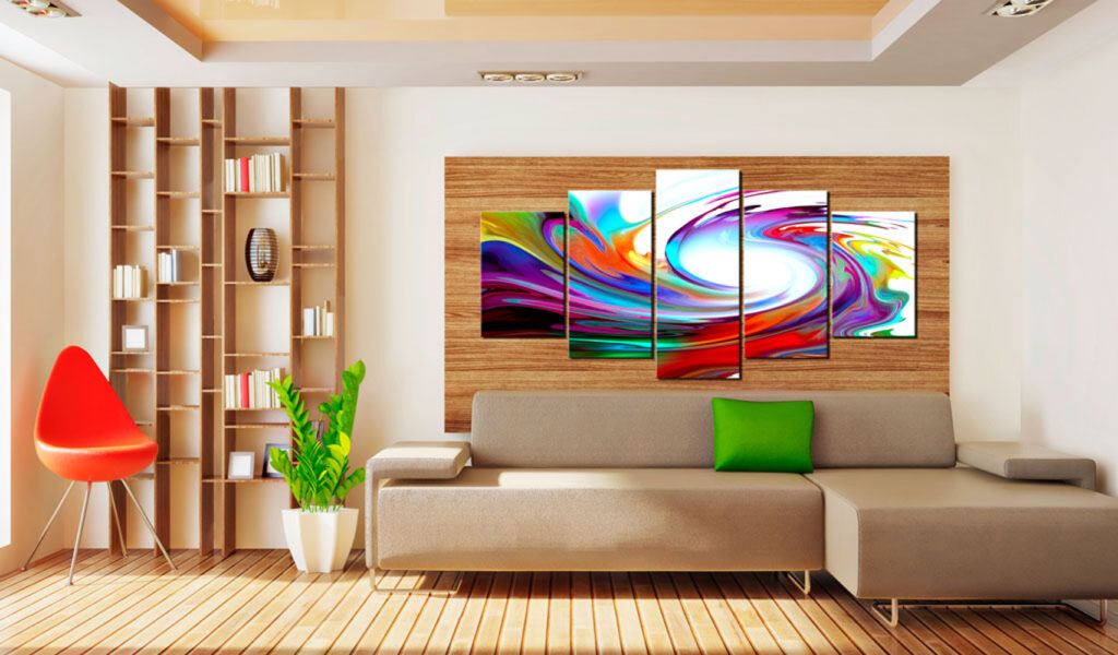 Schilderij - Rainbow - swirl - Afbeelding 2
