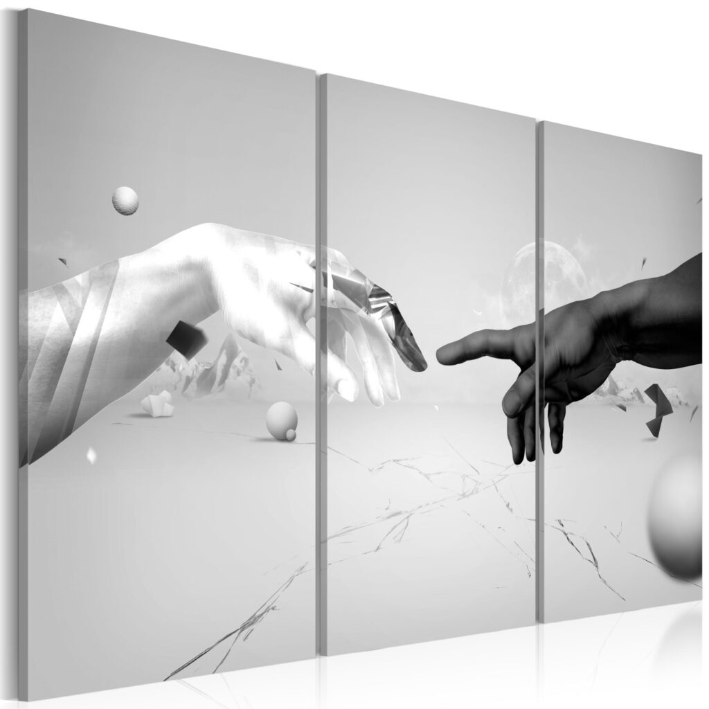 Schilderij - Touch in zwart-wit