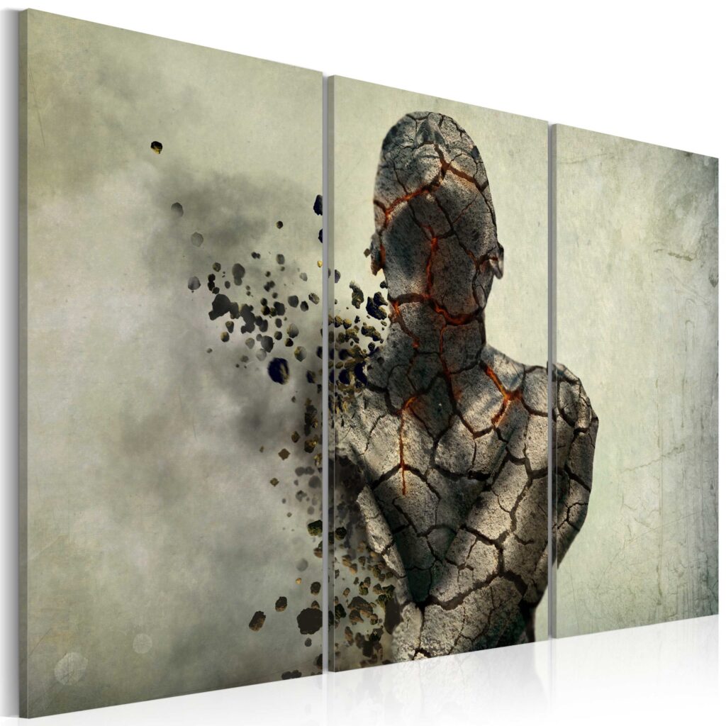 Schilderij - The man of stone - triptych