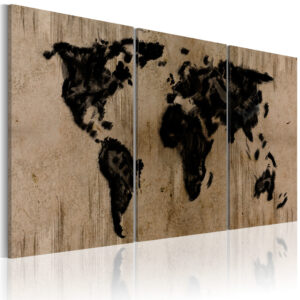 Schilderij - Inky kaart van de Wereld