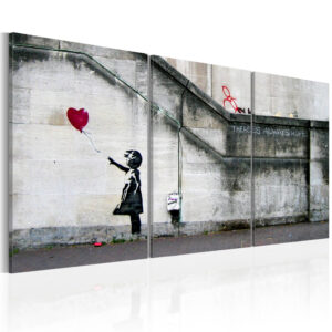 Schilderij - Er is altijd hoop (Banksy) - drieluik