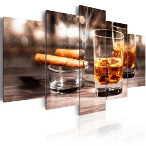 Schilderij - Cigar and whiskey