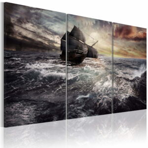 Schilderij - Lonely ship on a high seas