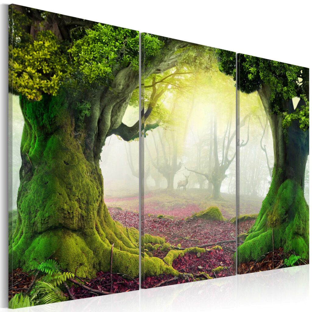 Schilderij - Mysterious forest - triptych