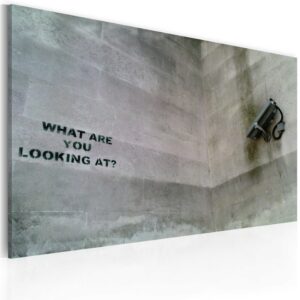 Schilderij - Wat ben je aan het kijken? (Banksy)