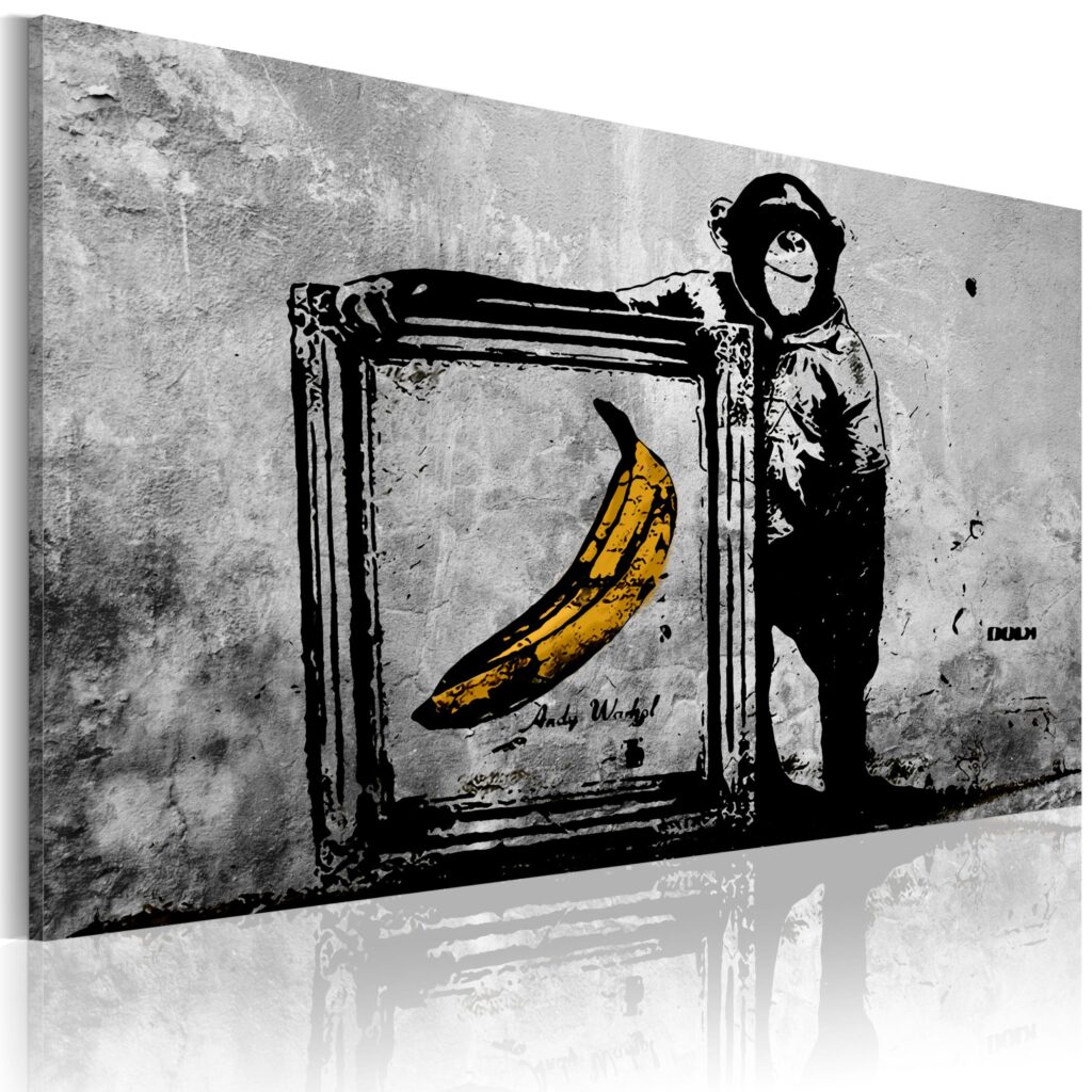 Schilderij - Inspired by Banksy - black and white