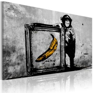 Schilderij - Inspired by Banksy - black and white