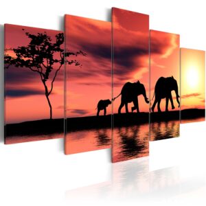 Schilderij - African elephants family