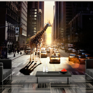 Fotobehang - Giraffe in de grote stad