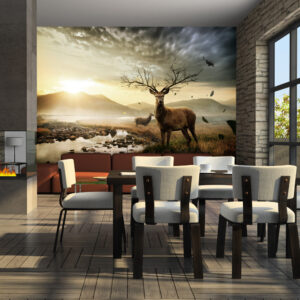 Fotobehang - Deers door bergstroompje