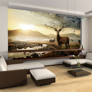 Fotobehang - Herten door bergbeek