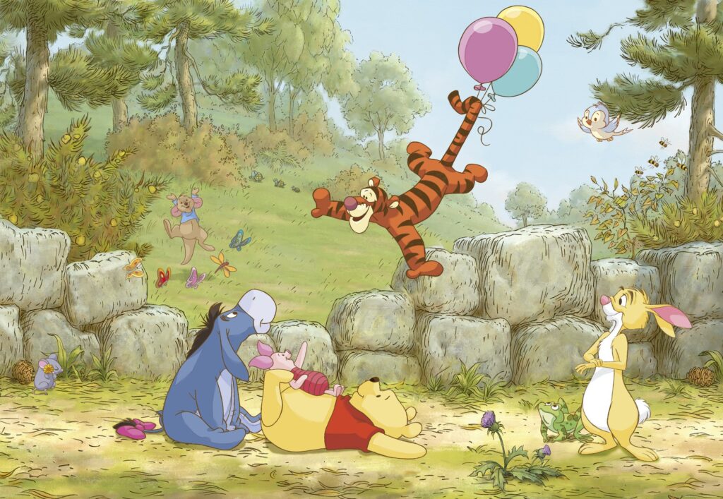 Foto behang Winnie Pooh Ballooning 8-460