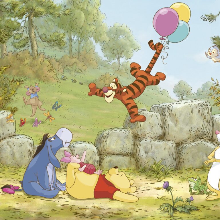 Foto behang Winnie Pooh Ballooning 8-460