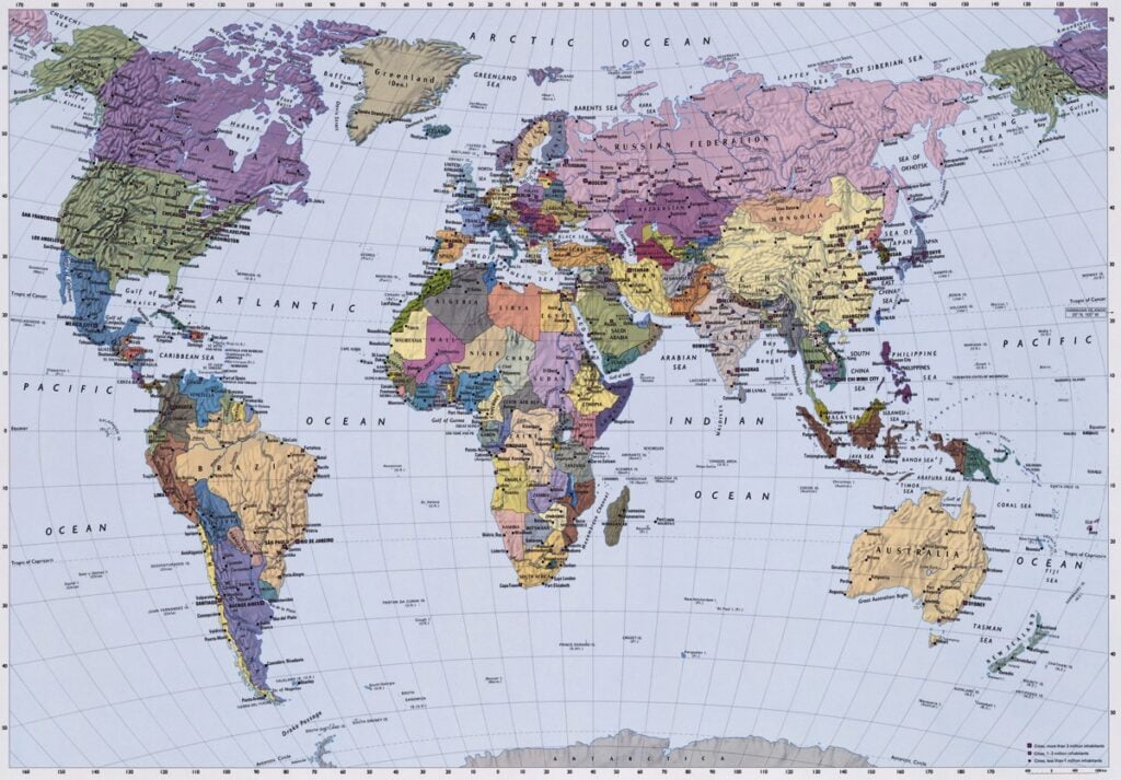 Foto behang World Map 4-050