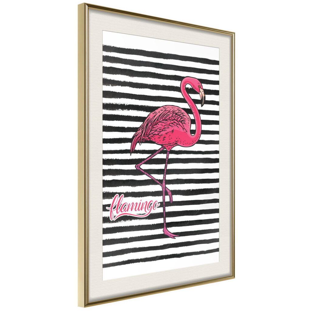 Flamingo on Striped Background - Afbeelding 3