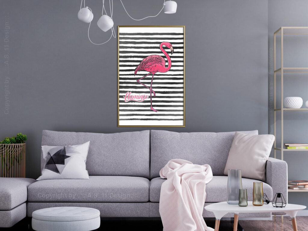 Flamingo on Striped Background - Afbeelding 5