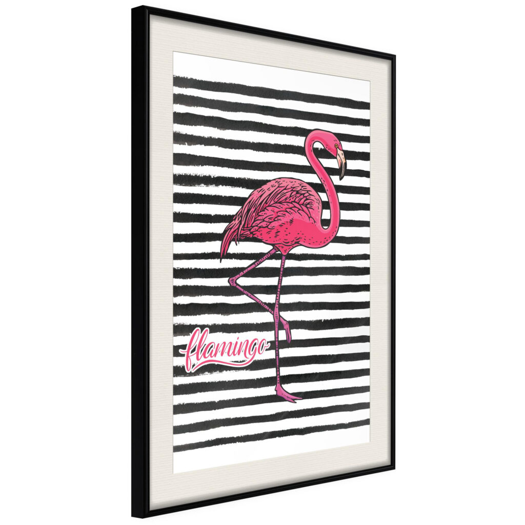 Flamingo on Striped Background - Afbeelding 2