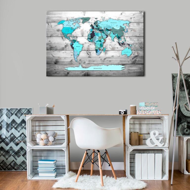 Afbeelding op kurk - Blue Continents