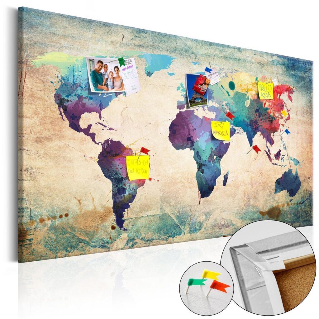 Afbeelding op kurk - Colorful World Map - Afbeelding 2