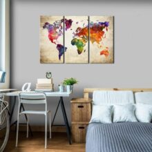 Afbeelding op kurk - Corkboard Map in Watercolor