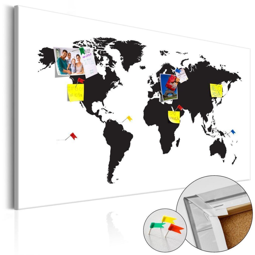 Afbeelding op kurk - World Map: Black & White Elegance - Afbeelding 3