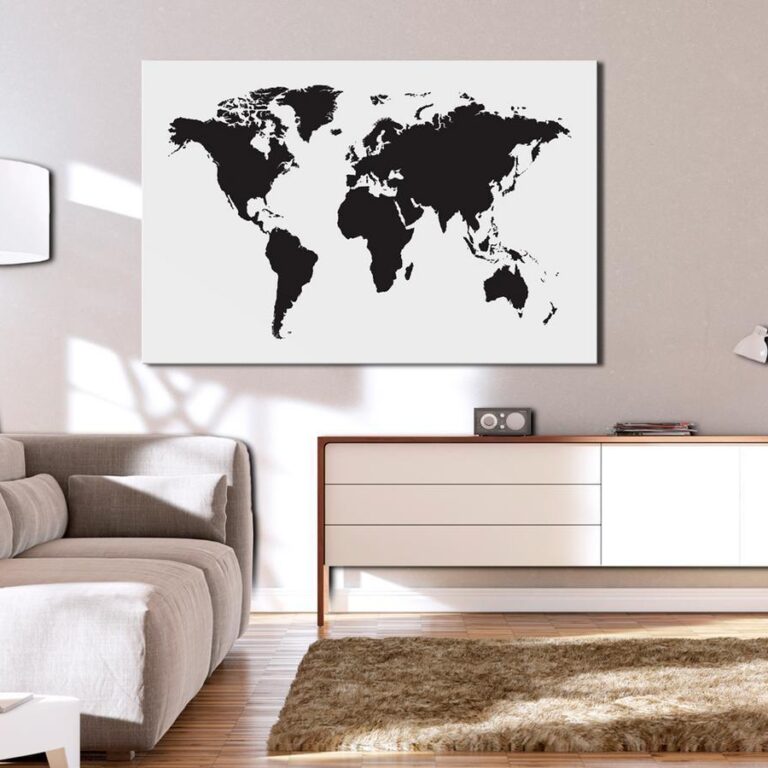 Afbeelding op kurk - World Map: Black & White Elegance