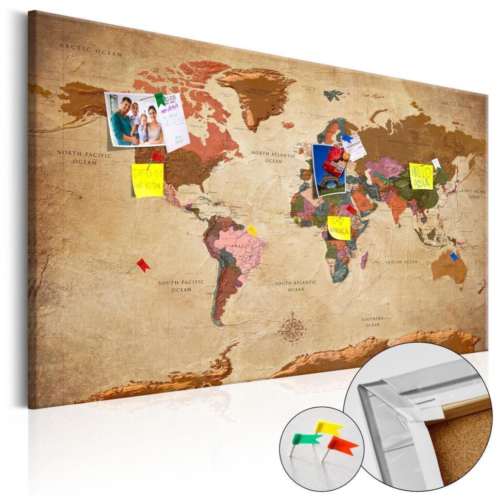 Afbeelding op kurk - World Map: Brown Elegance - Afbeelding 3