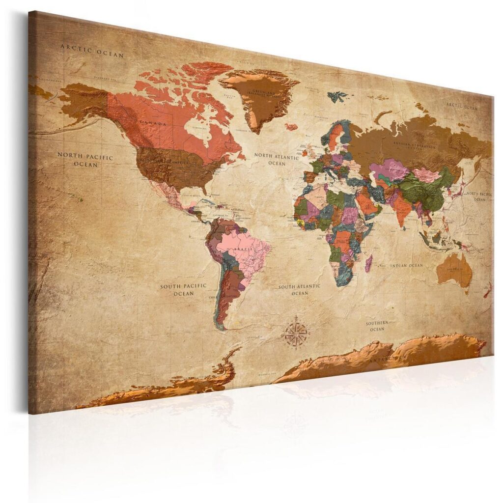 Afbeelding op kurk - World Map: Brown Elegance - Afbeelding 4