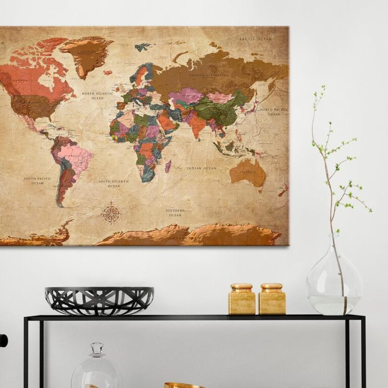 Afbeelding op kurk - World Map: Brown Elegance