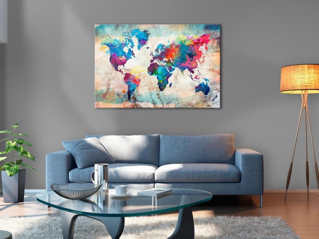 Afbeelding op kurk - World Map: Colourful Madness