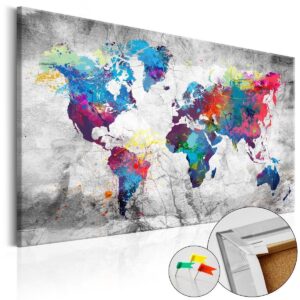 Afbeelding op kurk - World Map: Grey Style