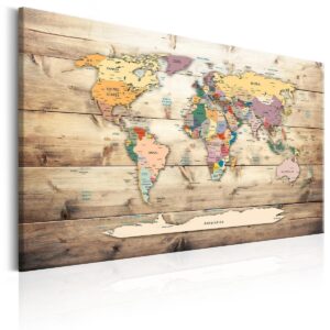 Afbeelding op kurk - World Map: Wooden Oceans