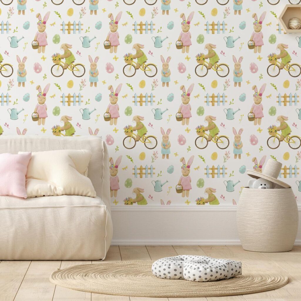 Behang - Bunny Idyll - Afbeelding 2
