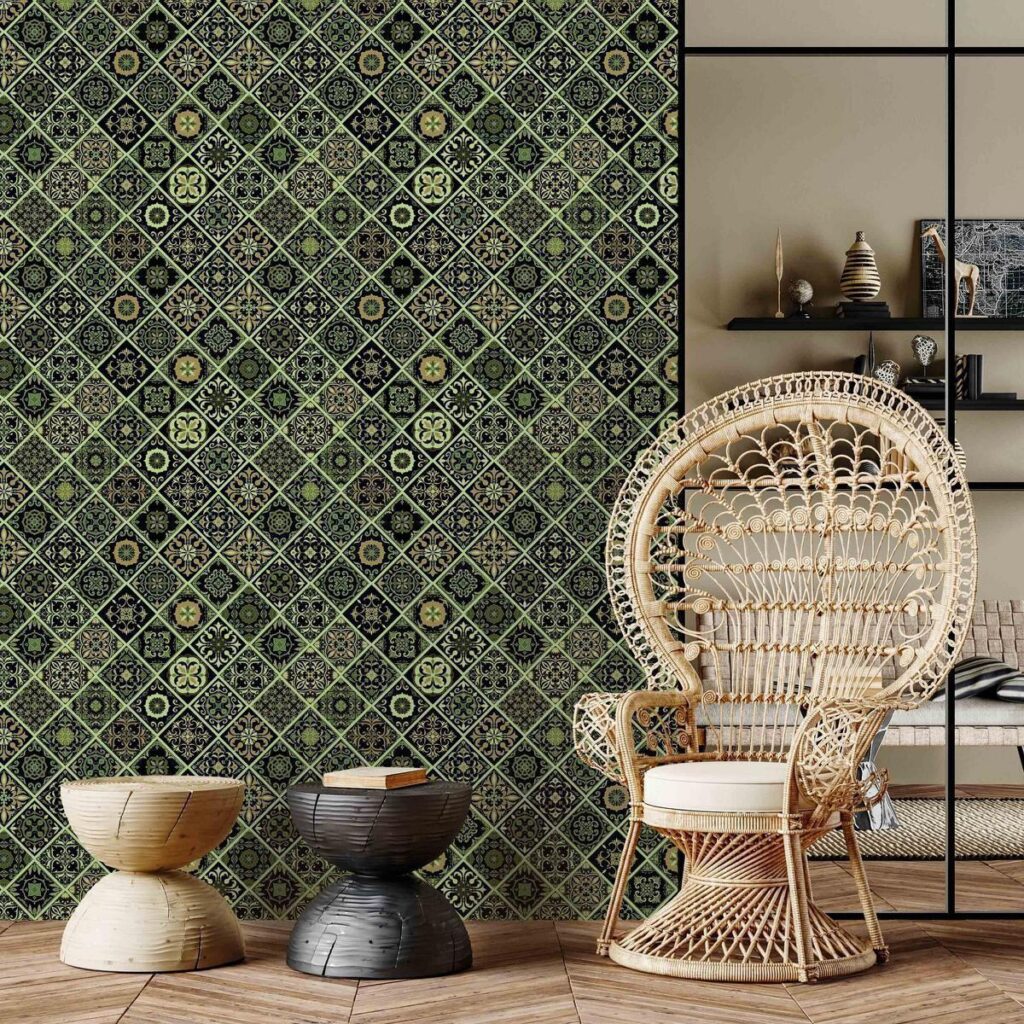 Behang - Olive Mosaic - Afbeelding 3