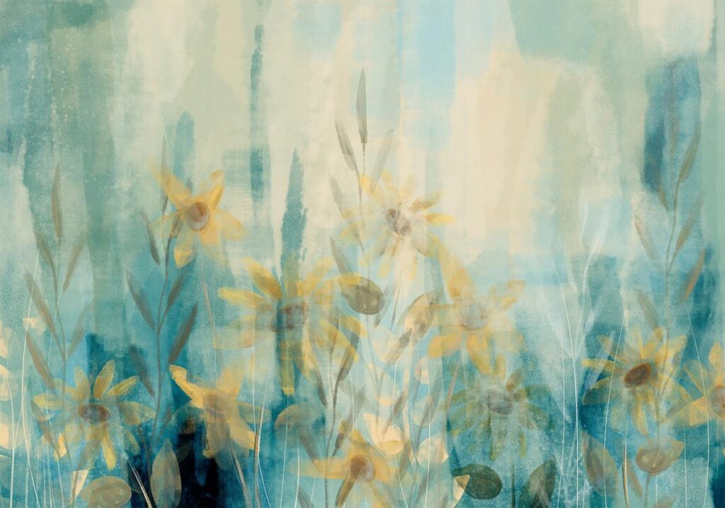Fotobehang - A touch of summer - floral motif with a meadow of flowers in blue tones - Afbeelding 2