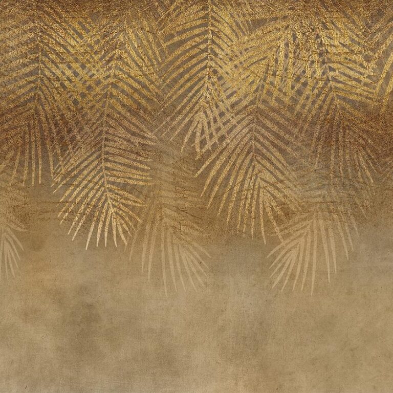 Fotobehang - Abstract nature in beige - composition with golden exotic leaves