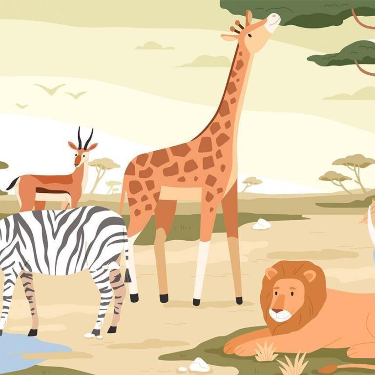 Fotobehang - Animals From Jungle Vector Illustration