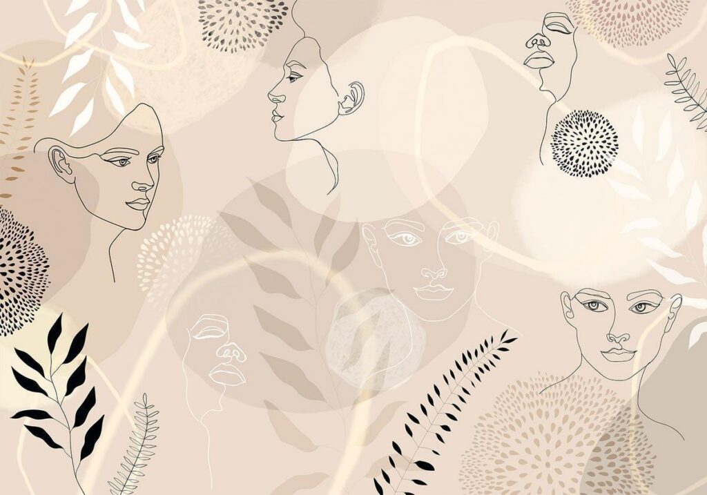Fotobehang - Beige Line Art - Afbeelding 2