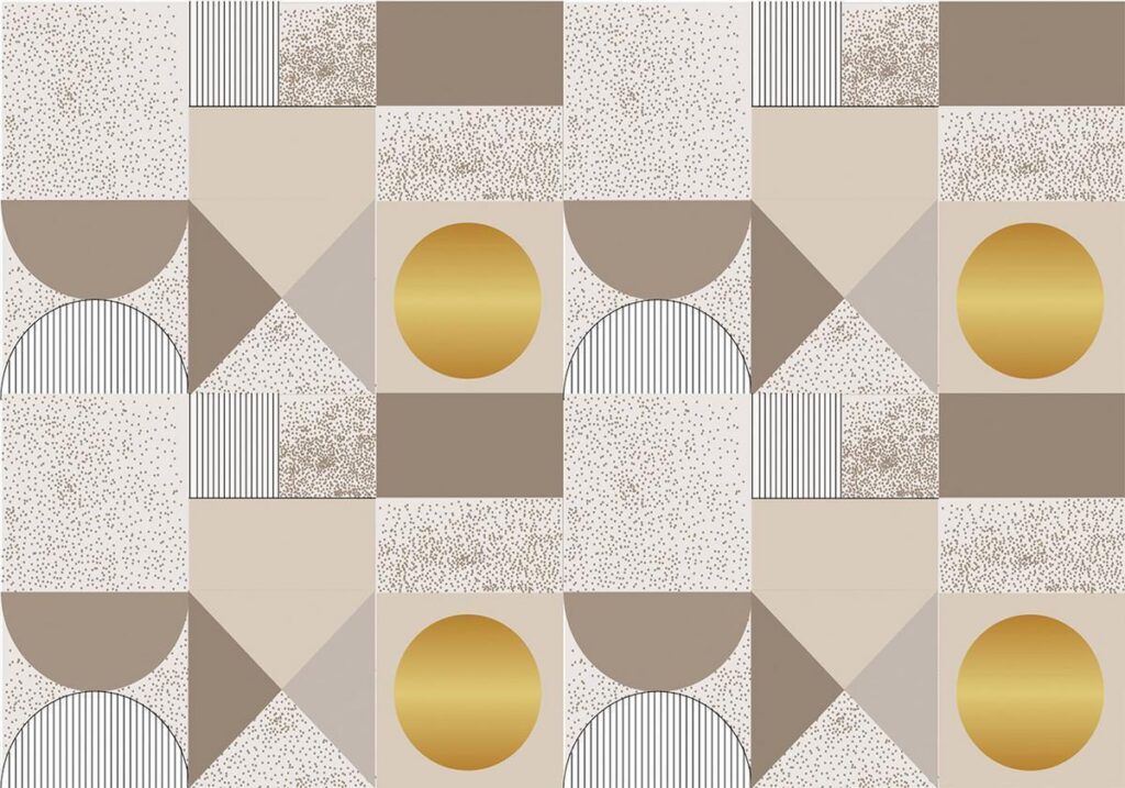 Fotobehang - Beige and Gold Geometric Pattern