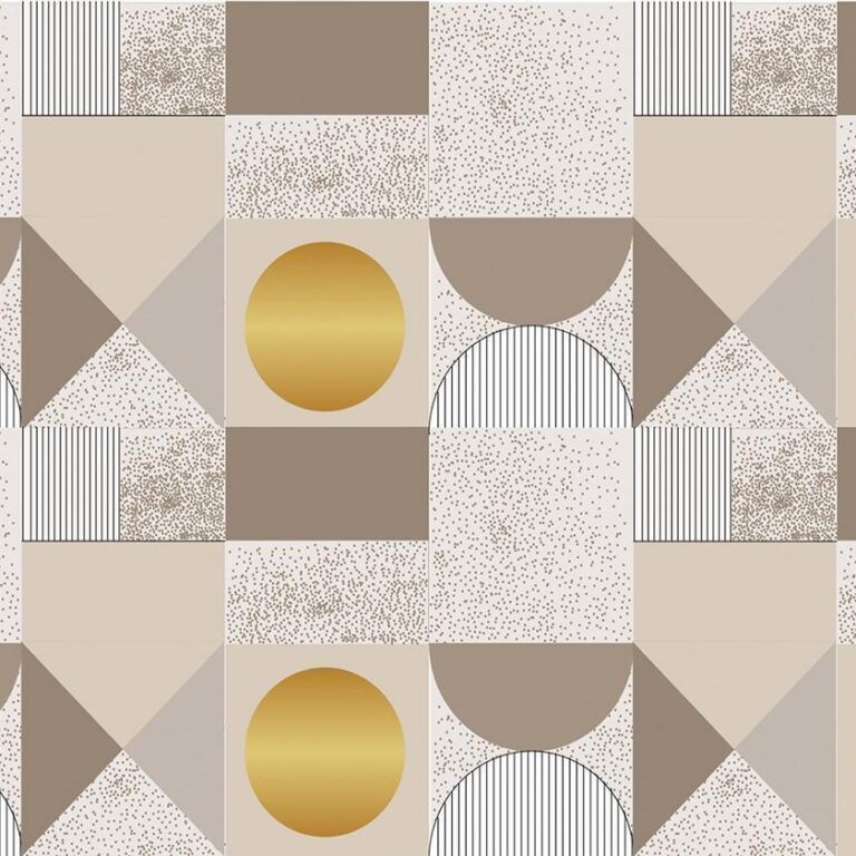 Fotobehang - Beige and Gold Geometric Pattern