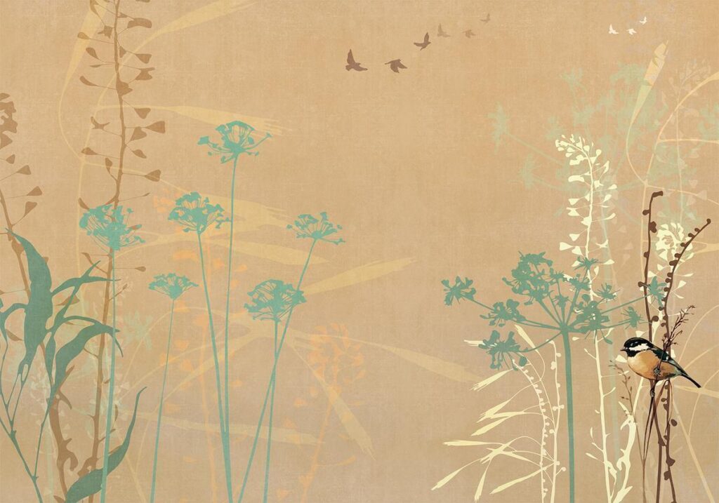 Fotobehang - Bird in the Meadow - Afbeelding 2