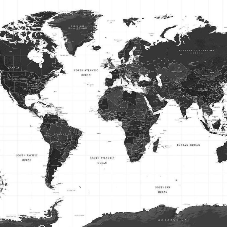 Fotobehang - Black and White Map