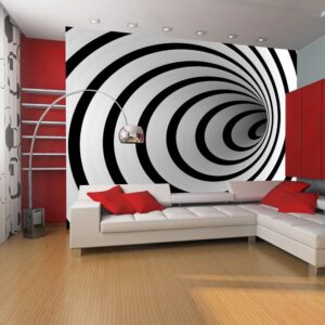 Fotobehang - Black and white 3D tunnel