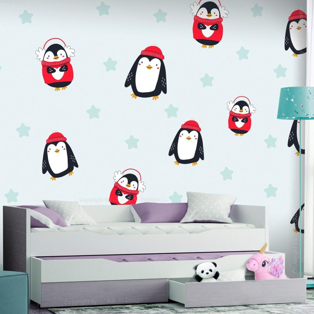 Fotobehang - Brawling Penguins - Afbeelding 2