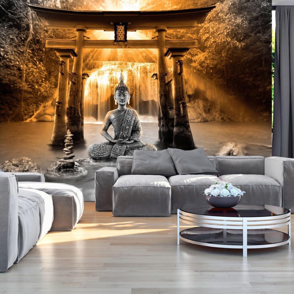 Fotobehang - Buddha Smile (Orange) - Afbeelding 2