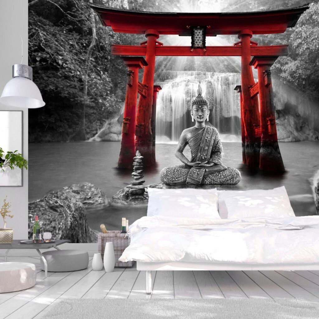 Fotobehang - Buddha Smile (Red)