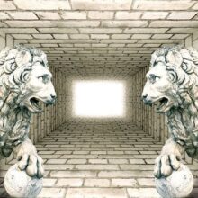 Fotobehang - Chamber of lions