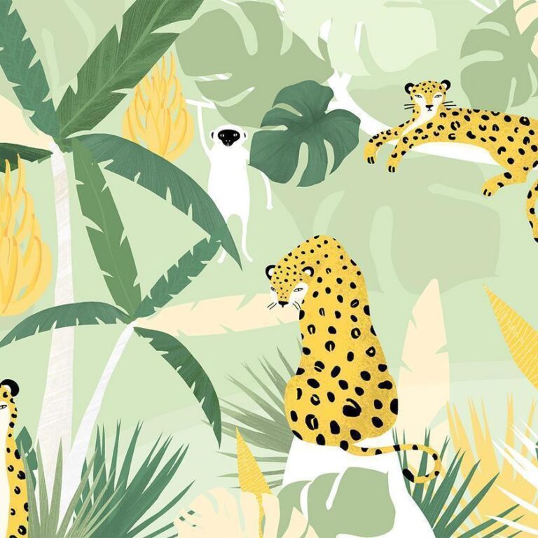 Fotobehang - Cheetahs in the jungle - landscape with animals in the tropics for children